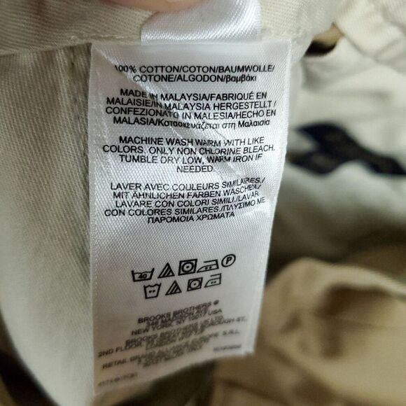 Brooks Brothers Pants Men's 36x32 Advantage Chino Elliot Beige Pleated Cuffed - Picture 5 of 14